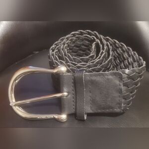 Michael Kors Black Leather Braided Belt.